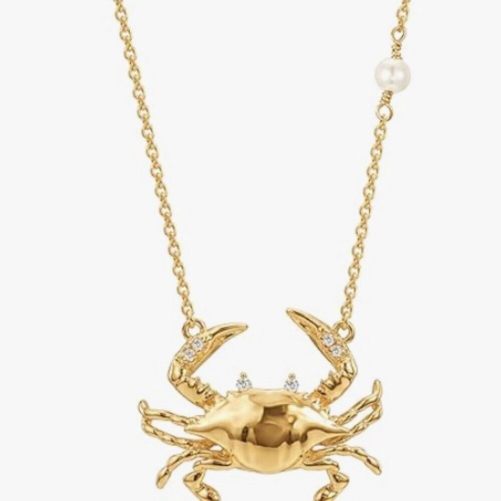 New 24k Gold Plated Crab Pearl Necklace Choker